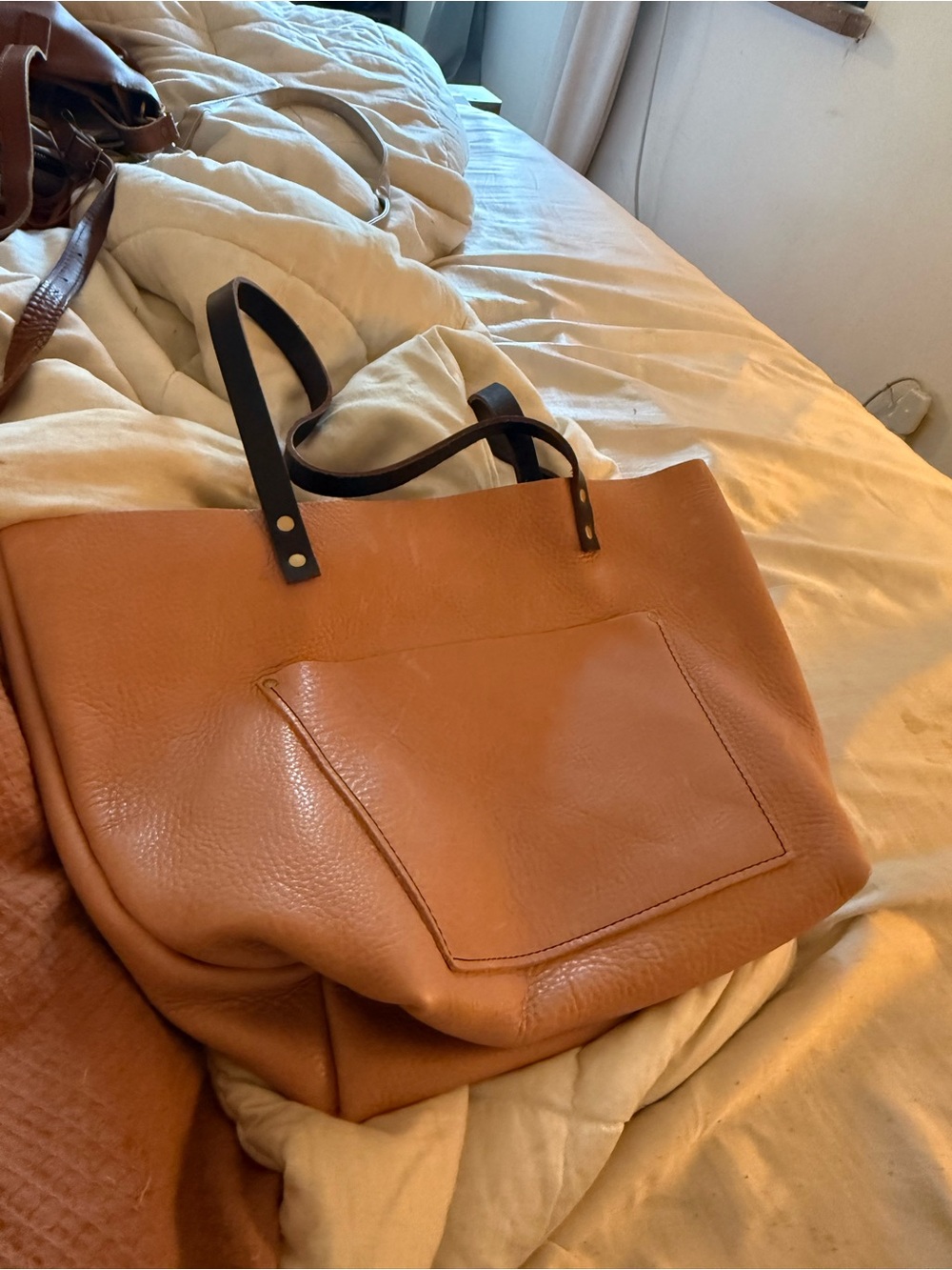 Portland Leather Classic Tote Bag in Quartz with Grizzly Handles